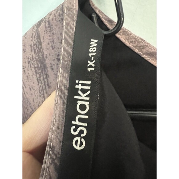 ESHAKTI 18w Brown Dress Front Button Midi 3/4 Sleeve  1X Cotton Back Zip - Picture 4 of 5